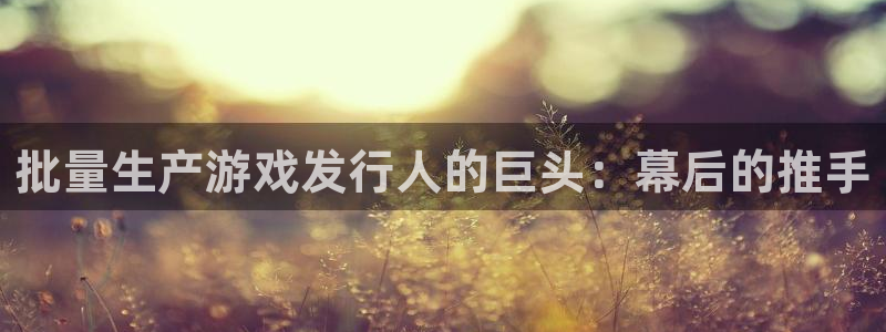 天辰平台西 5o69I7：批量生产游戏发行人的巨头：幕后的推手